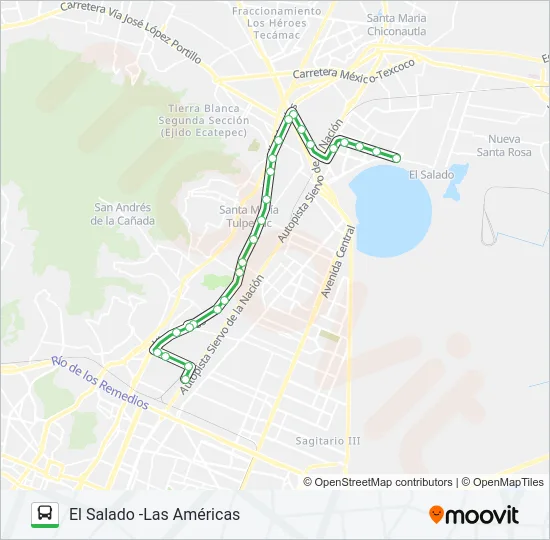 EL SALADO -LAS AMÉRICAS Bus Line Map