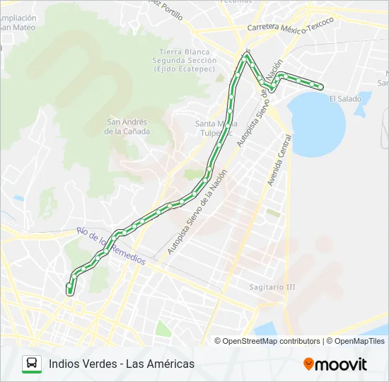 INDIOS VERDES - LAS AMÉRICAS Bus Line Map