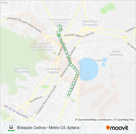 BOSQUES CEDROS - METRO CD. AZTECA Bus Line Map