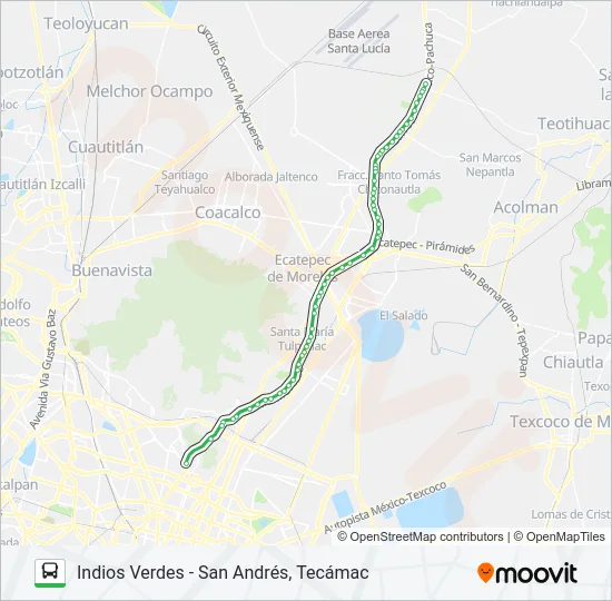 INDIOS VERDES - SAN ANDRÉS, TECÁMAC Bus Line Map