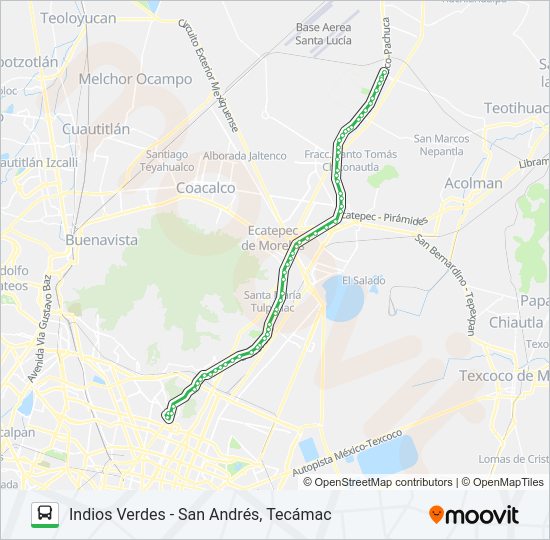 Mapa de INDIOS VERDES - SAN ANDRÉS, TECÁMAC de autobús