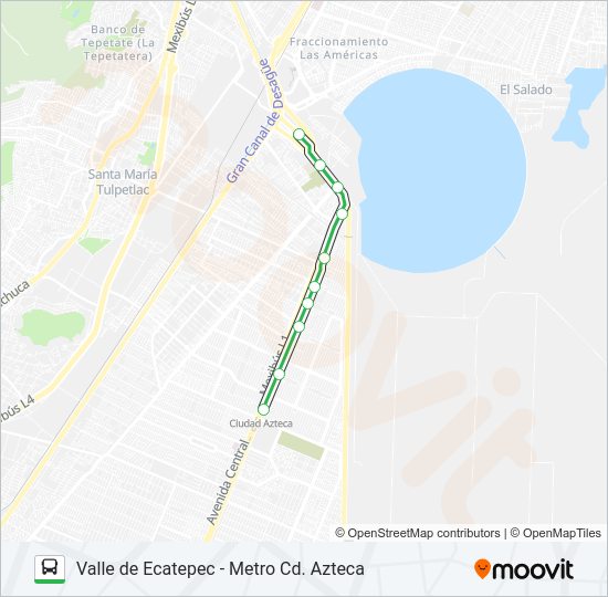 Mapa de VALLE DE ECATEPEC - METRO CD. AZTECA de autobús