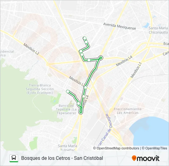 BOSQUES DE LOS CETROS - SAN CRISTÓBAL Bus Line Map