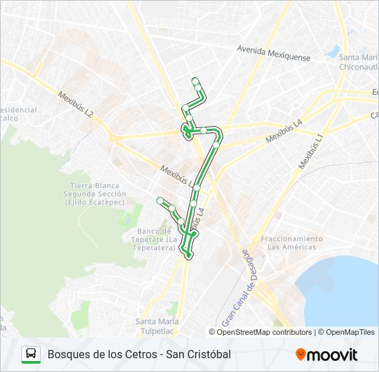 Mapa de BOSQUES DE LOS CETROS - SAN CRISTÓBAL de autobús