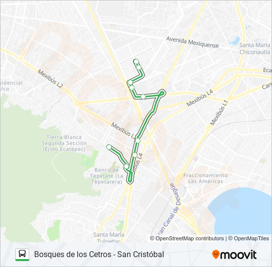 BOSQUES DE LOS CETROS - SAN CRISTÓBAL bus Line Map
