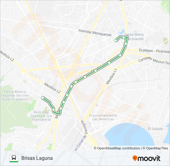 BRISAS LAGUNA - SAN CRISTÓBAL PALACIO CENTRO bus Line Map