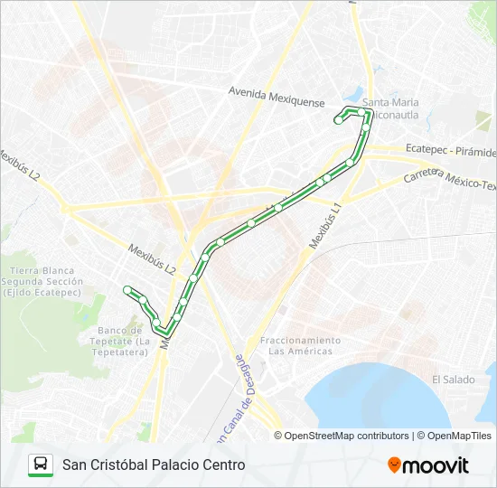 BRISAS LAGUNA - SAN CRISTÓBAL PALACIO CENTRO Bus Line Map