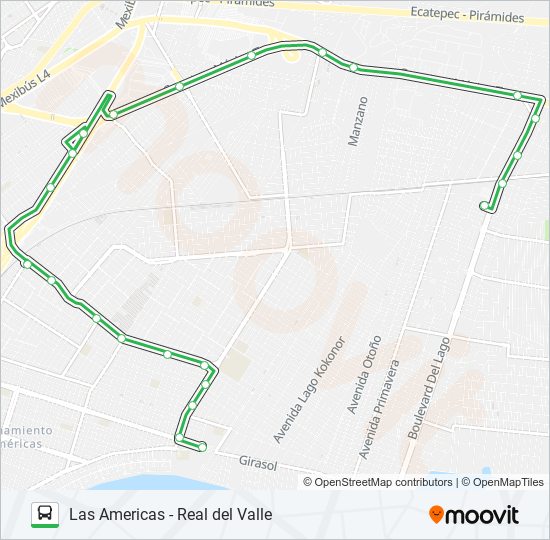 LAS AMERICAS - REAL DEL VALLE bus Line Map