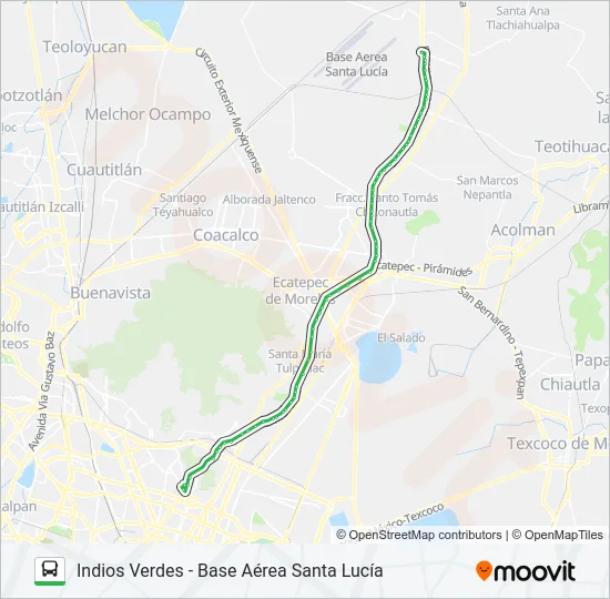 INDIOS VERDES - BASE AÉREA SANTA LUCÍA Bus Line Map