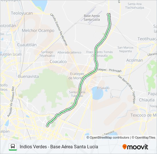 Mapa de INDIOS VERDES - BASE AÉREA SANTA LUCÍA de autobús