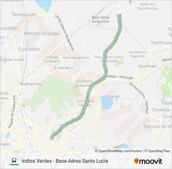 INDIOS VERDES - BASE AÉREA SANTA LUCÍA Bus Line Map