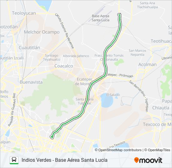 INDIOS VERDES - BASE AÉREA SANTA LUCÍA bus Line Map