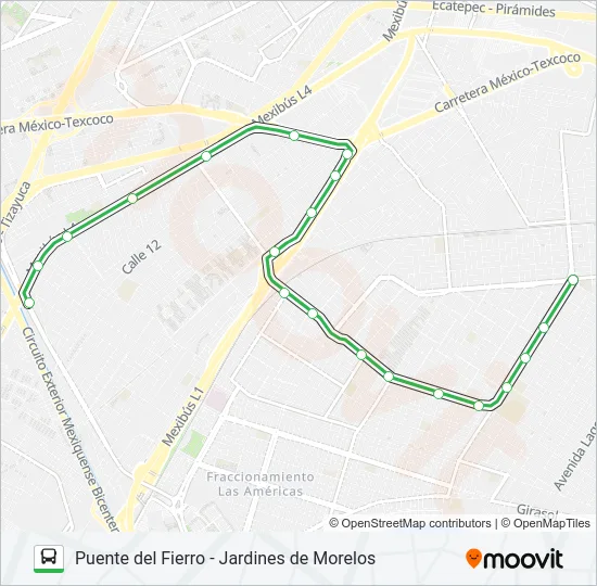 PUENTE DEL FIERRO - JARDINES DE MORELOS Bus Line Map