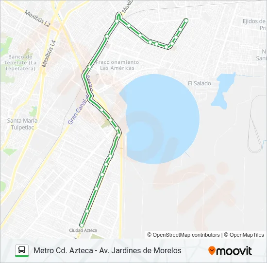 METRO CD. AZTECA - AV. JARDINES DE MORELOS Bus Line Map