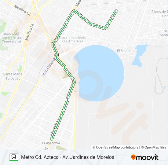 Mapa de METRO CD. AZTECA - AV. JARDINES DE MORELOS de autobús