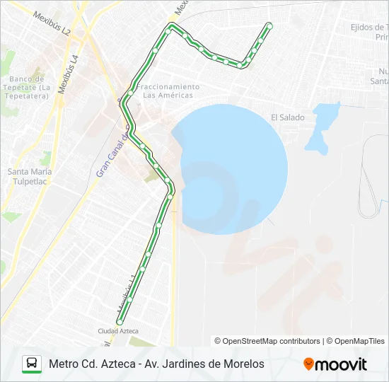 METRO CD. AZTECA - AV. JARDINES DE MORELOS Bus Line Map