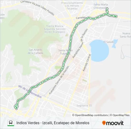 INDIOS VERDES - IZCALLI, ECATEPEC DE MORELOS Bus Line Map