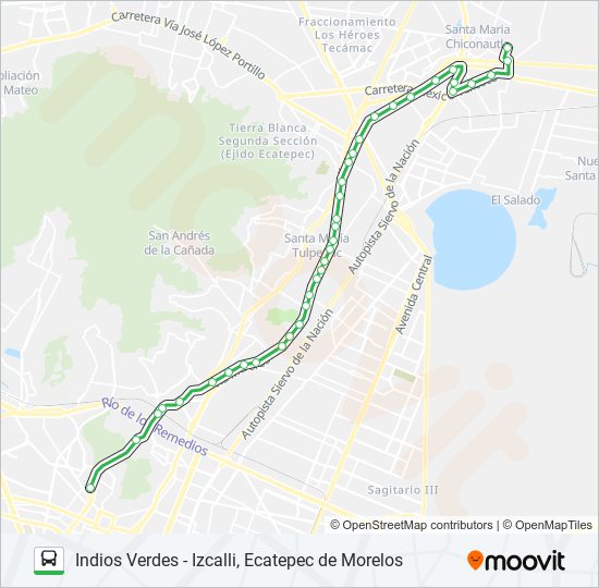 INDIOS VERDES - IZCALLI, ECATEPEC DE MORELOS bus Line Map