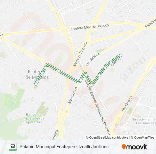 PALACIO MUNICIPAL ECATEPEC - IZCALLI JARDINES Bus Line Map