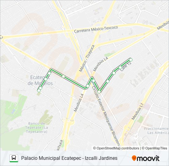 PALACIO MUNICIPAL ECATEPEC - IZCALLI JARDINES bus Line Map