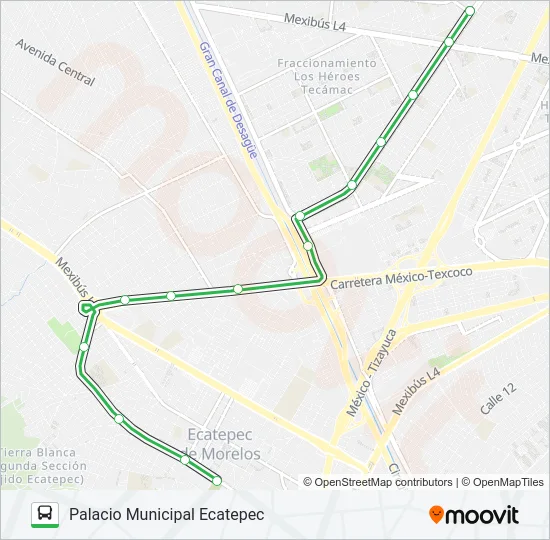 PALACIO MUNICIPAL ECATEPEC - LOS HÉROES TECÁMAC Bus Line Map