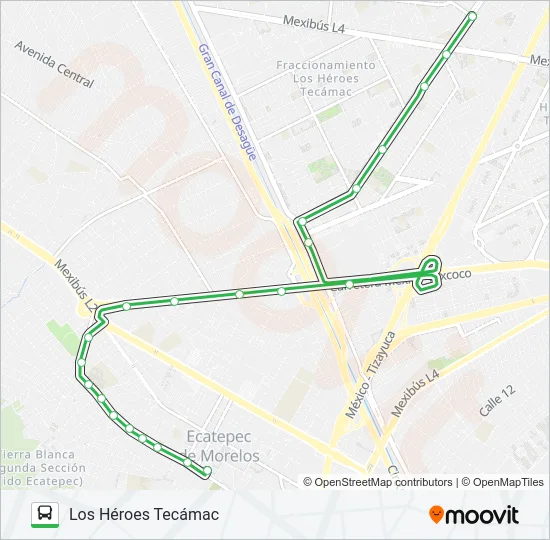 PALACIO MUNICIPAL ECATEPEC - LOS HÉROES TECÁMAC Bus Line Map