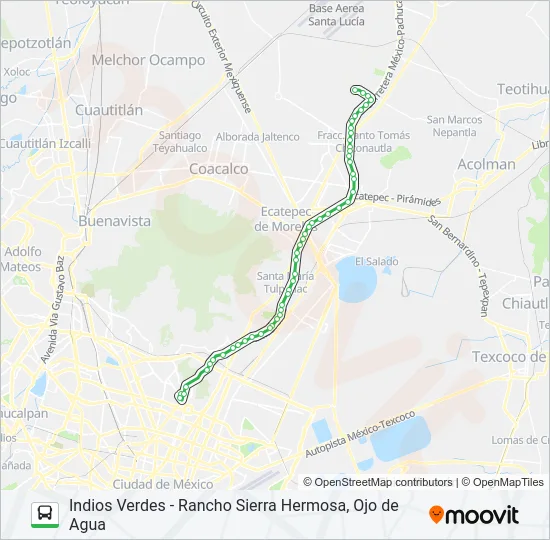 INDIOS VERDES - RANCHO SIERRA HERMOSA, OJO DE AGUA Bus Line Map