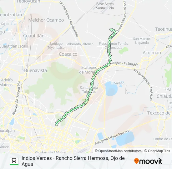 INDIOS VERDES - RANCHO SIERRA HERMOSA, OJO DE AGUA Bus Line Map
