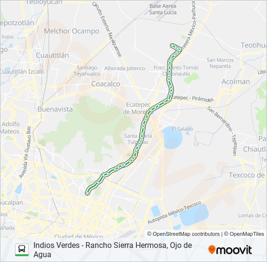 INDIOS VERDES - RANCHO SIERRA HERMOSA, OJO DE AGUA bus Line Map