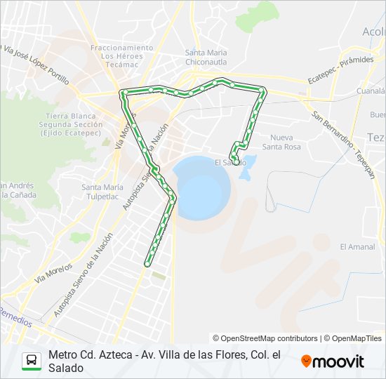 METRO CD. AZTECA - AV. VILLA DE LAS FLORES, COL. EL SALADO bus Line Map
