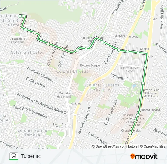 TULPETLAC- SAN CARLOS Bus Line Map