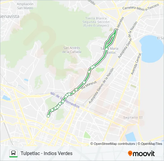 TULPETLAC - INDIOS VERDES Bus Line Map