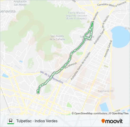 TULPETLAC - INDIOS VERDES Bus Line Map