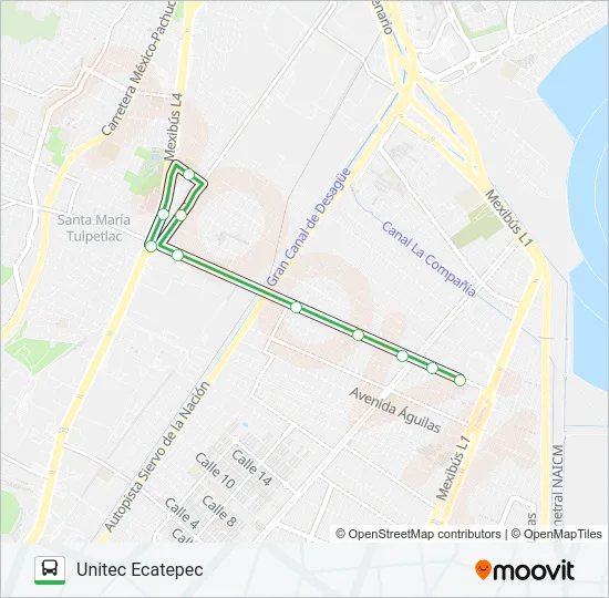 TULPETLAC - UNITEC ECATEPEC Bus Line Map