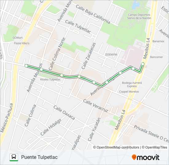 PUENTE TULPETLAC - CLÍNICA 68 bus Line Map