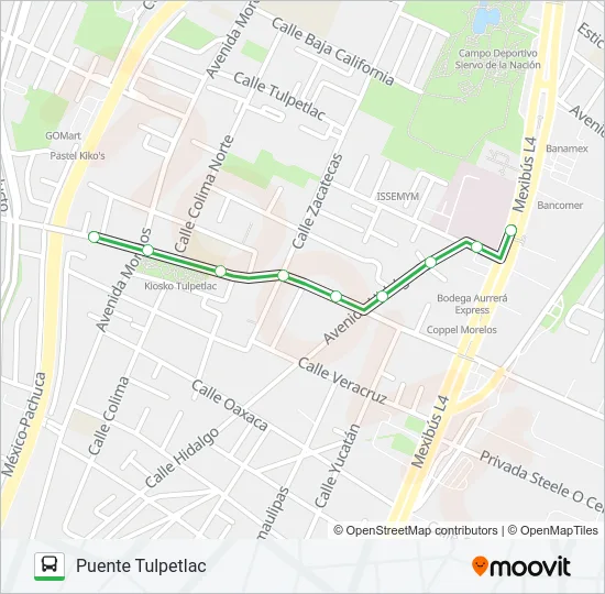 PUENTE TULPETLAC - CLÍNICA 68 Bus Line Map