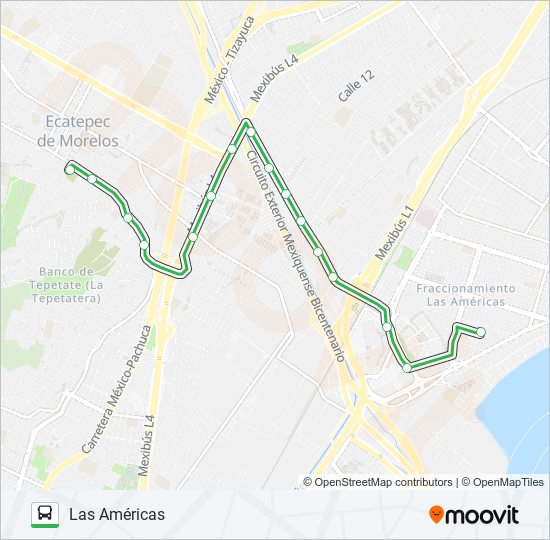 Mapa de LAS AMÉRICAS - S. CRISTOBAL L.R de autobús