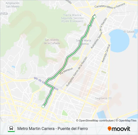 METRO MARTIN CARRERA - PUENTE DEL FIERRO Bus Line Map