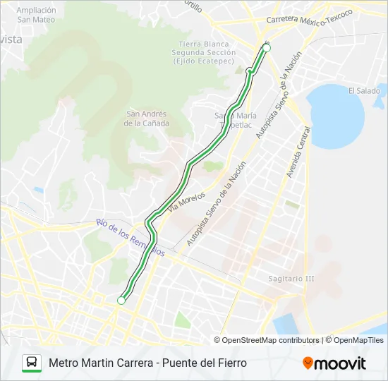METRO MARTIN CARRERA - PUENTE DEL FIERRO Bus Line Map