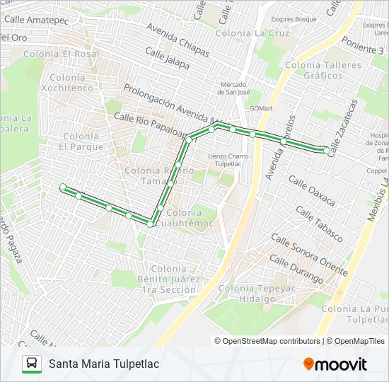 SANTA MARIA TULPETLAC - TULPETLAC TEXALPA bus Line Map