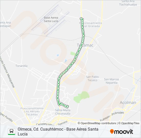 OLMECA, CD. CUAUHTÉMOC - BASE AÉREA SANTA LUCÍA bus Line Map