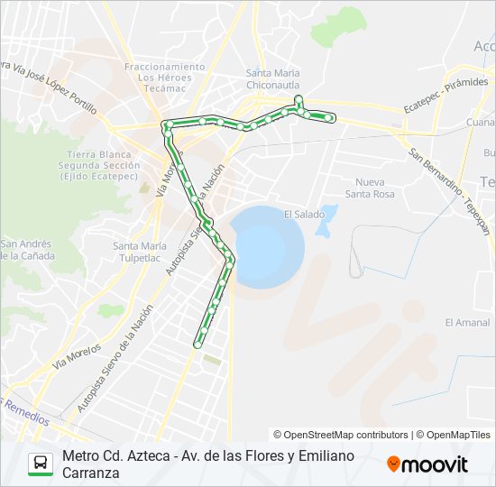 METRO CD. AZTECA - AV. DE LAS FLORES Y EMILIANO CARRANZA bus Line Map