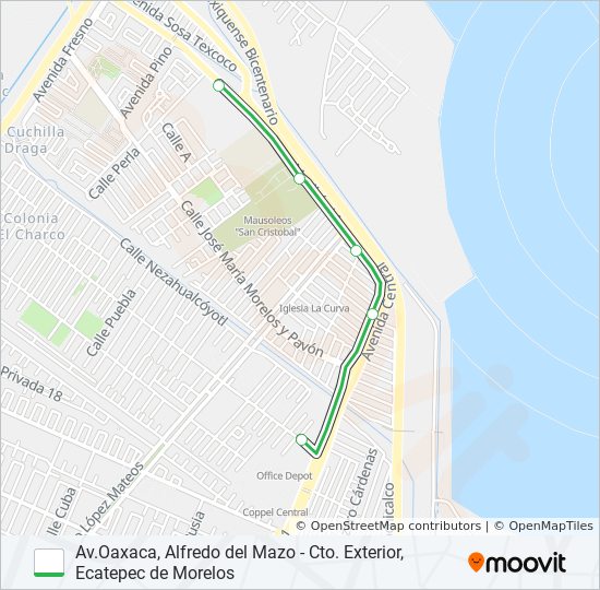 AV.OAXACA, ALFREDO DEL MAZO - CTO. EXTERIOR, ECATEPEC DE MORELOS bus Line Map