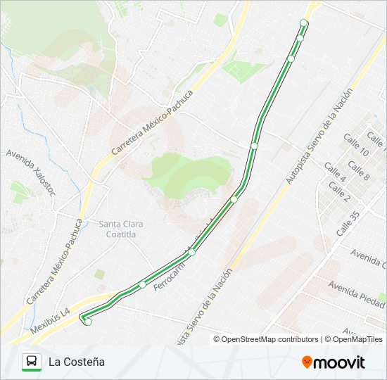 Mapa de CUAUHTÉMOC - LA COSTEÑA de autobús