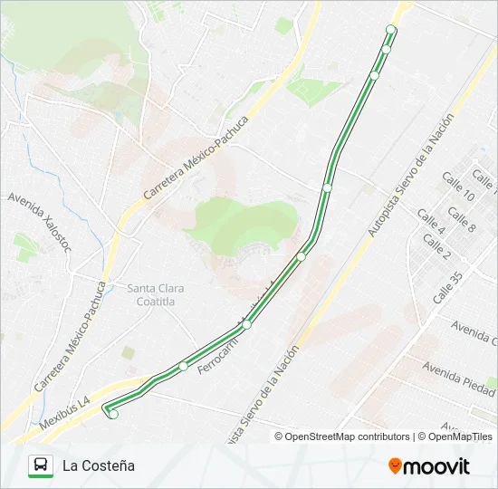 CUAUHTÉMOC - LA COSTEÑA Bus Line Map
