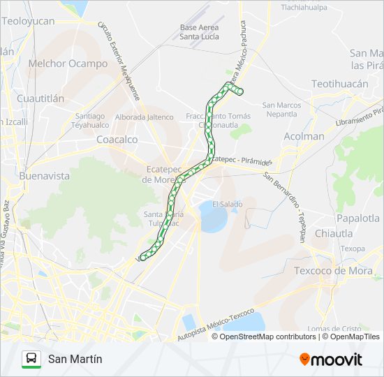 Mapa de CUAUHTÉMOC - SAN MARTÍN de autobús