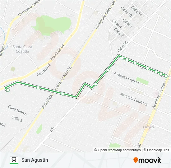 CUAUHTÉMOC - SAN AGUSTÍN Bus Line Map