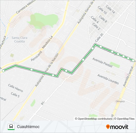 Mapa de CUAUHTÉMOC - SAN AGUSTÍN de autobús