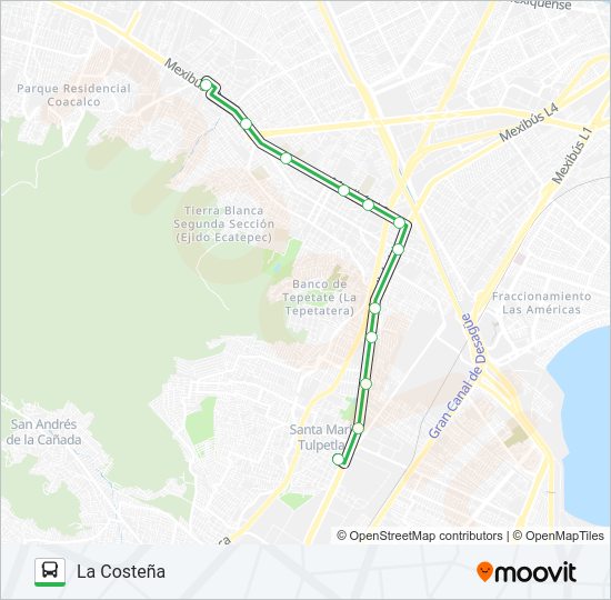 Mapa de VILLA FLORES - LA COSTEÑA de autobús