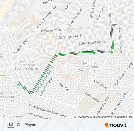 AV. MONTES B - COL. PLAYAS bus Line Map